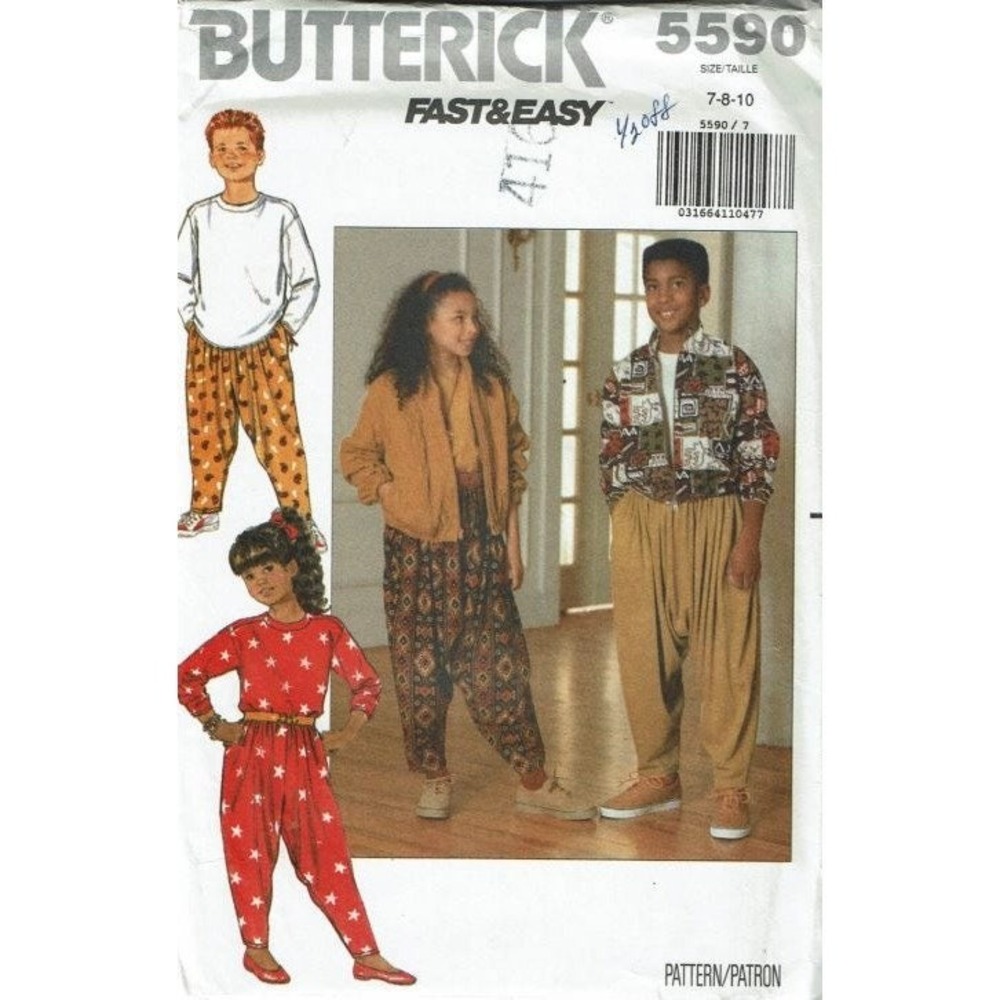 Butterick Sewing Pattern 5590 Kids Size 7-10 Jacket Top Pants Uncut FF